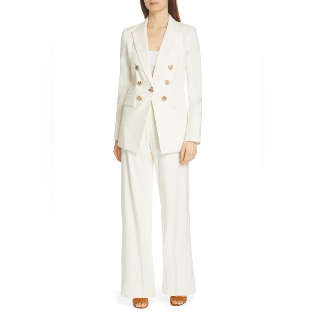 NWT $698 Veronica Beard Gaya Linen Blend Dickey Jacket In White - Picture 6 of 7